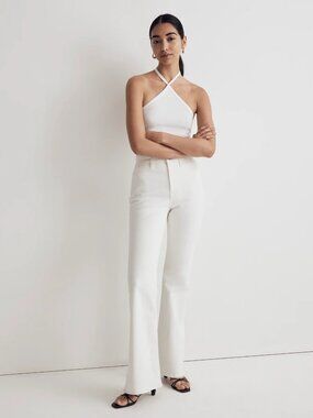 Madewell Perfect Vintage Flare Jeans in Tile White NEW 32 14 Stretch Summer